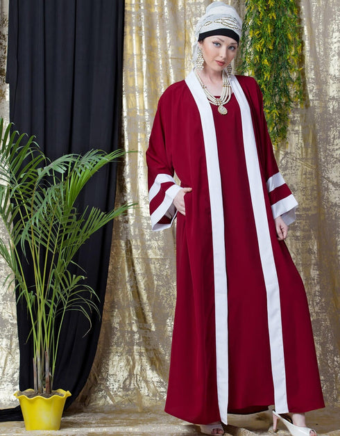 Dubai contrast band with inner Dubai Kaftan Red